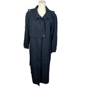 Vintage Niccolini Navy Blue Trench Coat – Women's Size 15/16 Classic Rain Coat